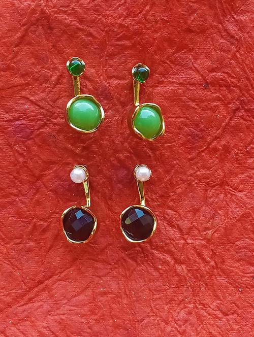 gold zinc studs earring - 17840866 - Standard Image - 1