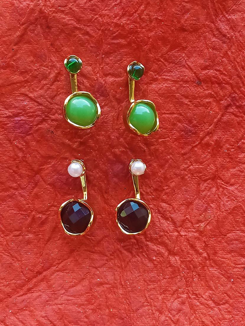gold zinc studs earring - 17840866 - Zoom Image - 1