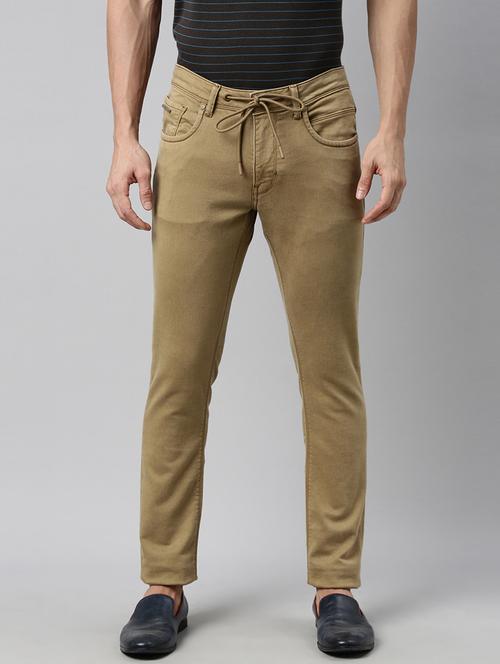 beige plain denim jeans - 17840920 - Standard Image - 1