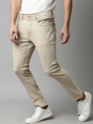 beige plain denim jeans - 17840921 - Standard Image - 3
