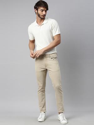 beige plain denim jeans - 17840921 - Standard Image - 5