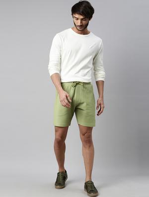 green solid bermuda shorts - 17841021 - Standard Image - 4