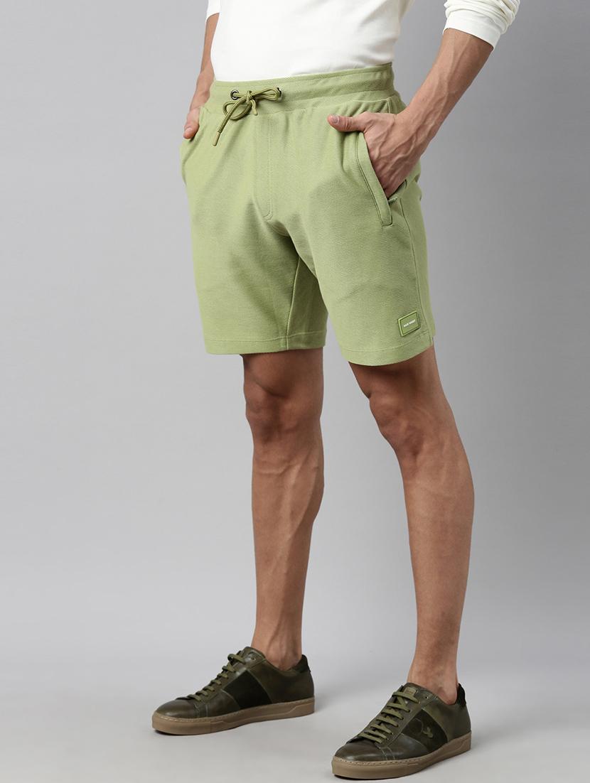green solid bermuda shorts - 17841021 - Zoom Image - 2