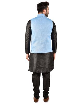 solid black kurta pajama set with - 17841108 - Standard Image - 2