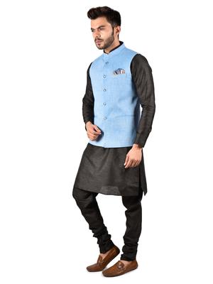 solid black kurta pajama set with - 17841108 - Standard Image - 3