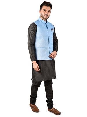 solid black kurta pajama set with - 17841108 - Standard Image - 4