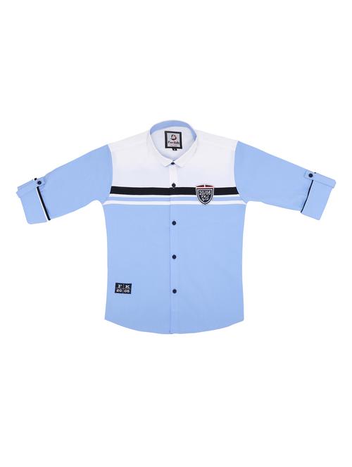 light blue color block shirt - 17841199 - Standard Image - 1