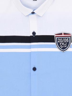 light blue color block shirt - 17841199 - Standard Image - 3