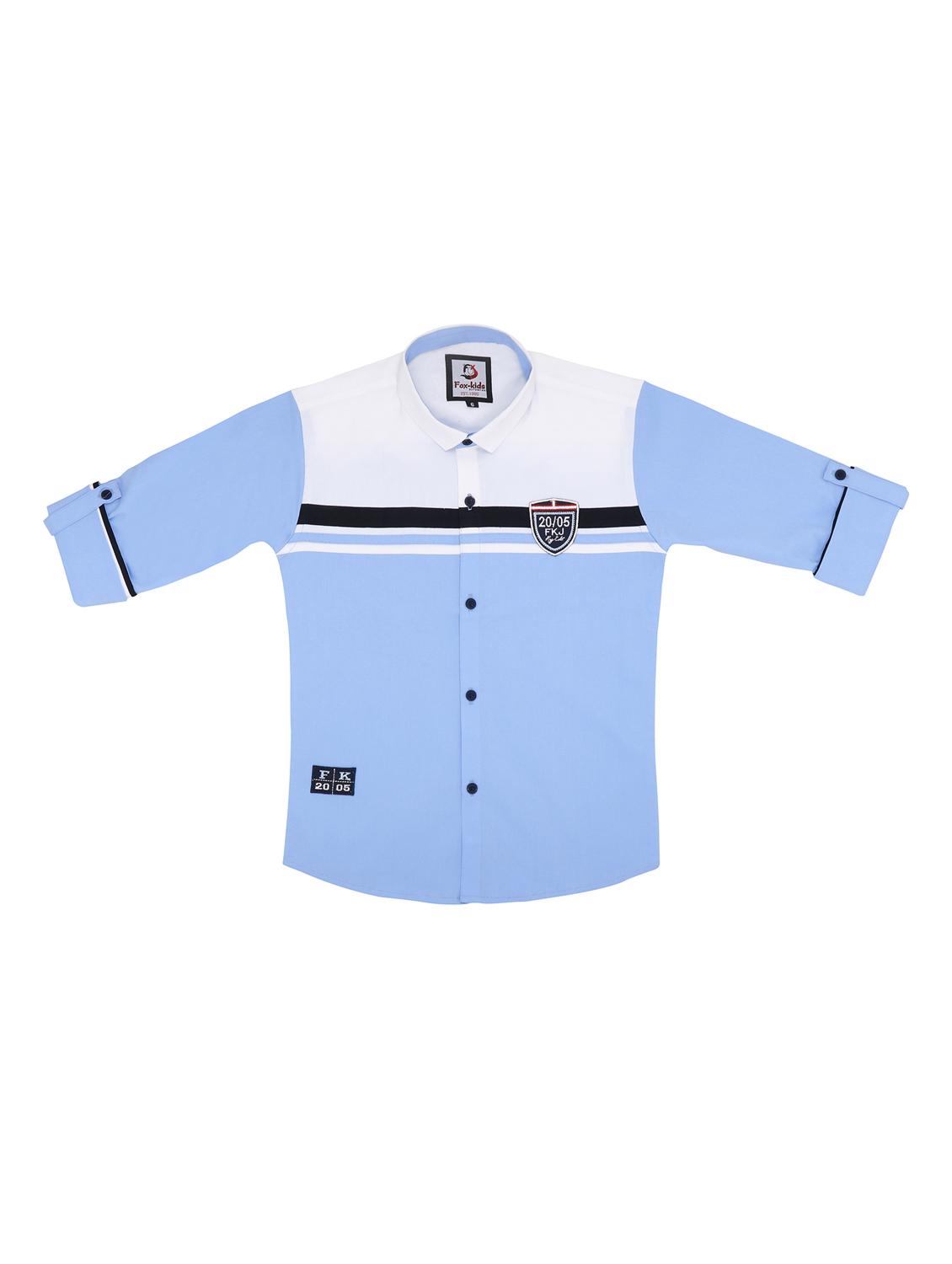 light blue color block shirt - 17841199 - Zoom Image - 1