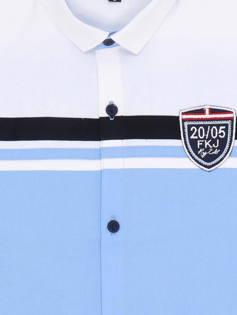 light blue color block shirt - 17841199 - Zoom Image - 3