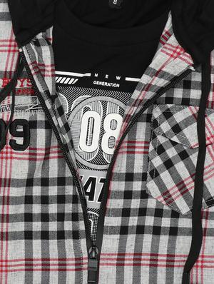 grey checkered shirt with t-shirt - 17841221 - Standard Image - 4