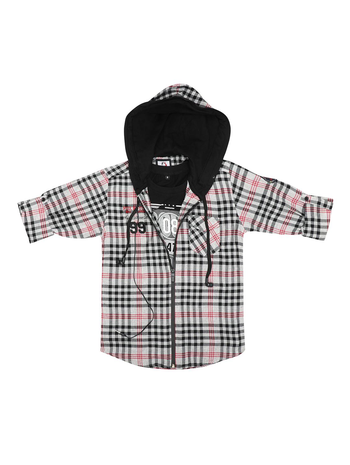 grey checkered shirt with t-shirt - 17841221 - Zoom Image - 1