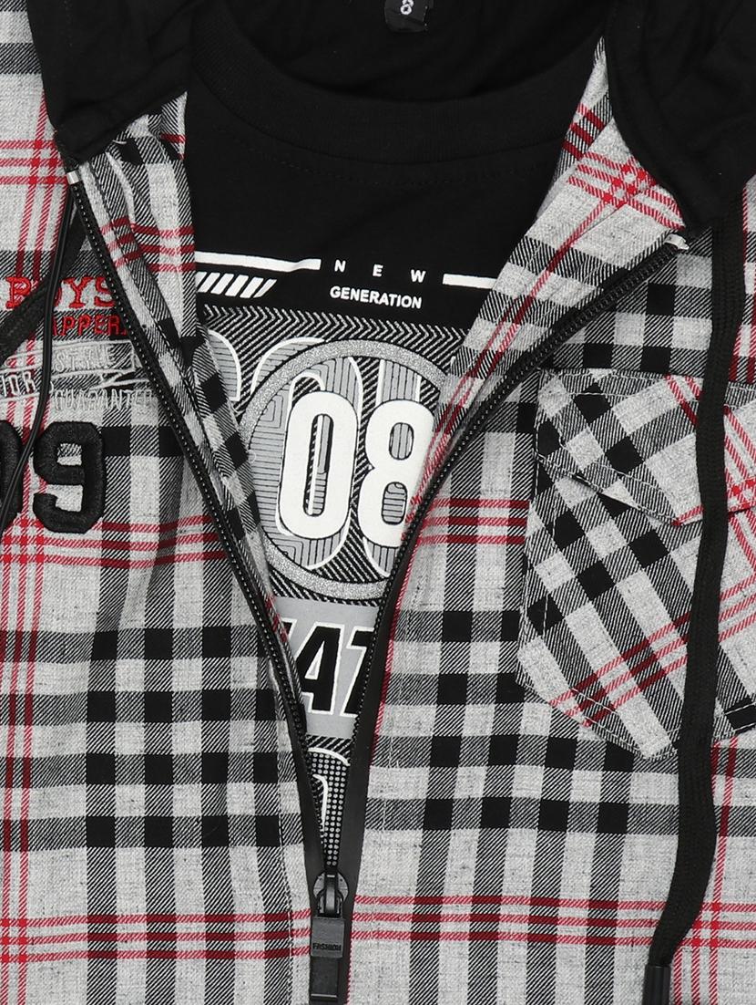 grey checkered shirt with t-shirt - 17841221 - Zoom Image - 4