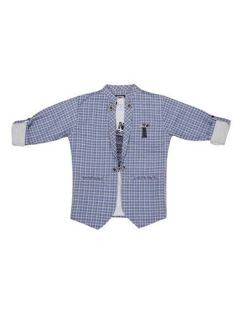 blue checkered shirt with t-shirt - 17841267 - Standard Image - 1