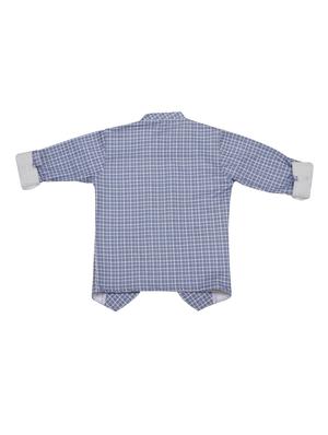 blue checkered shirt with t-shirt - 17841267 - Standard Image - 3