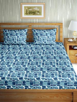 blue cotton bedsheet - 17841303 - Standard Image - 2