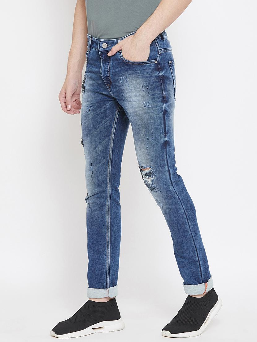 blue light washed distressed denim jeans - 17841534 - Zoom Image - 2