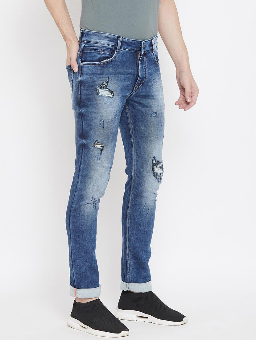 blue light washed distressed denim jeans - 17841534 - Zoom Image - 3