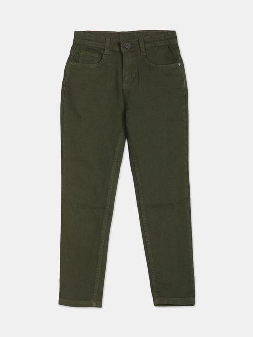 olive green cotton blend washed jeans - 17841632 - Standard Image - 1