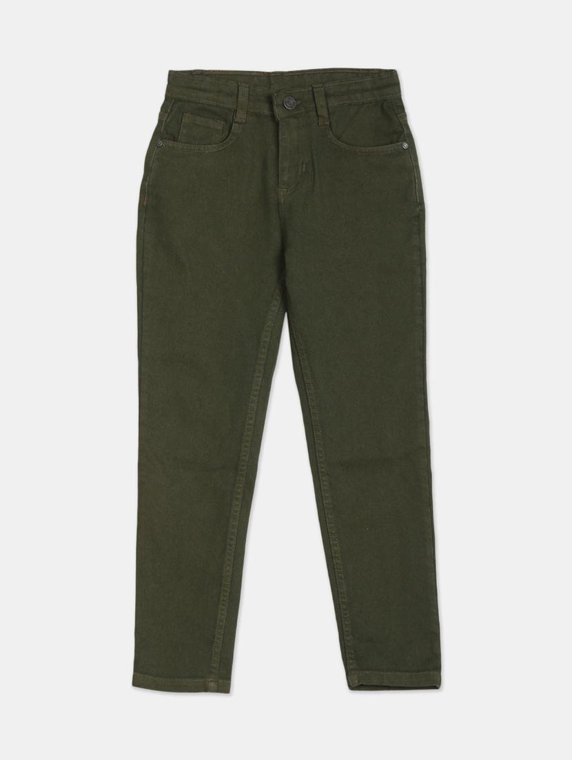 olive green cotton blend washed jeans - 17841632 - Zoom Image - 1