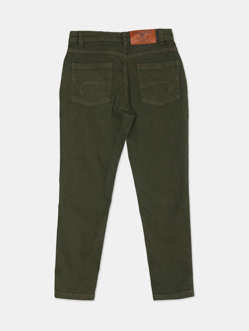 olive green cotton blend washed jeans - 17841632 - Zoom Image - 2
