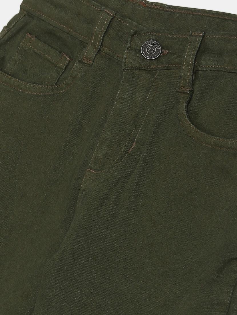 olive green cotton blend washed jeans - 17841632 - Zoom Image - 3