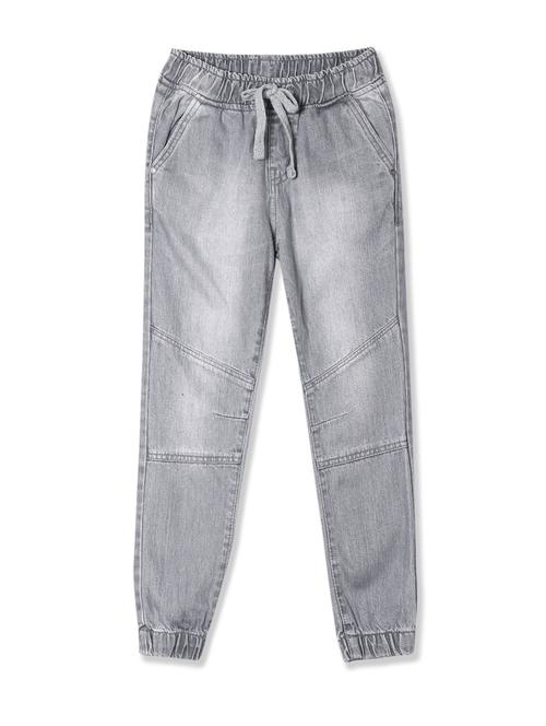 grey cotton blend washed jeans - 17841658 - Standard Image - 1