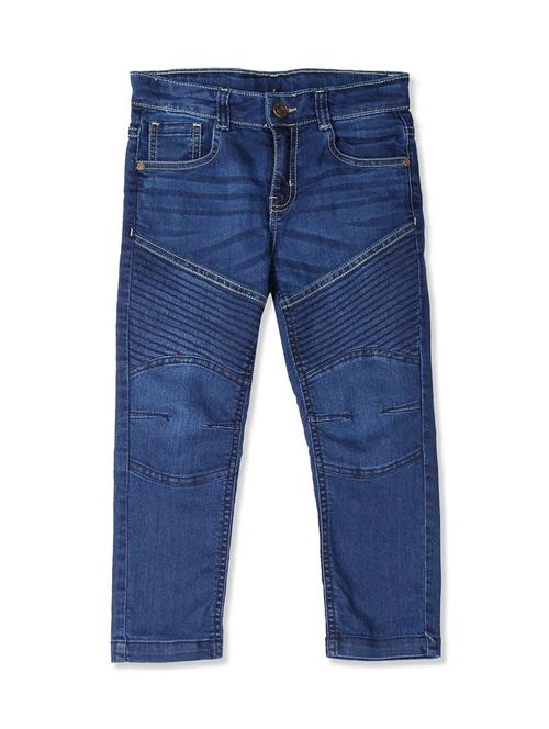 dark blue cotton blend washed jeans - 17841661 - Standard Image - 1