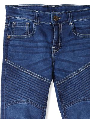 dark blue cotton blend washed jeans - 17841661 - Standard Image - 3