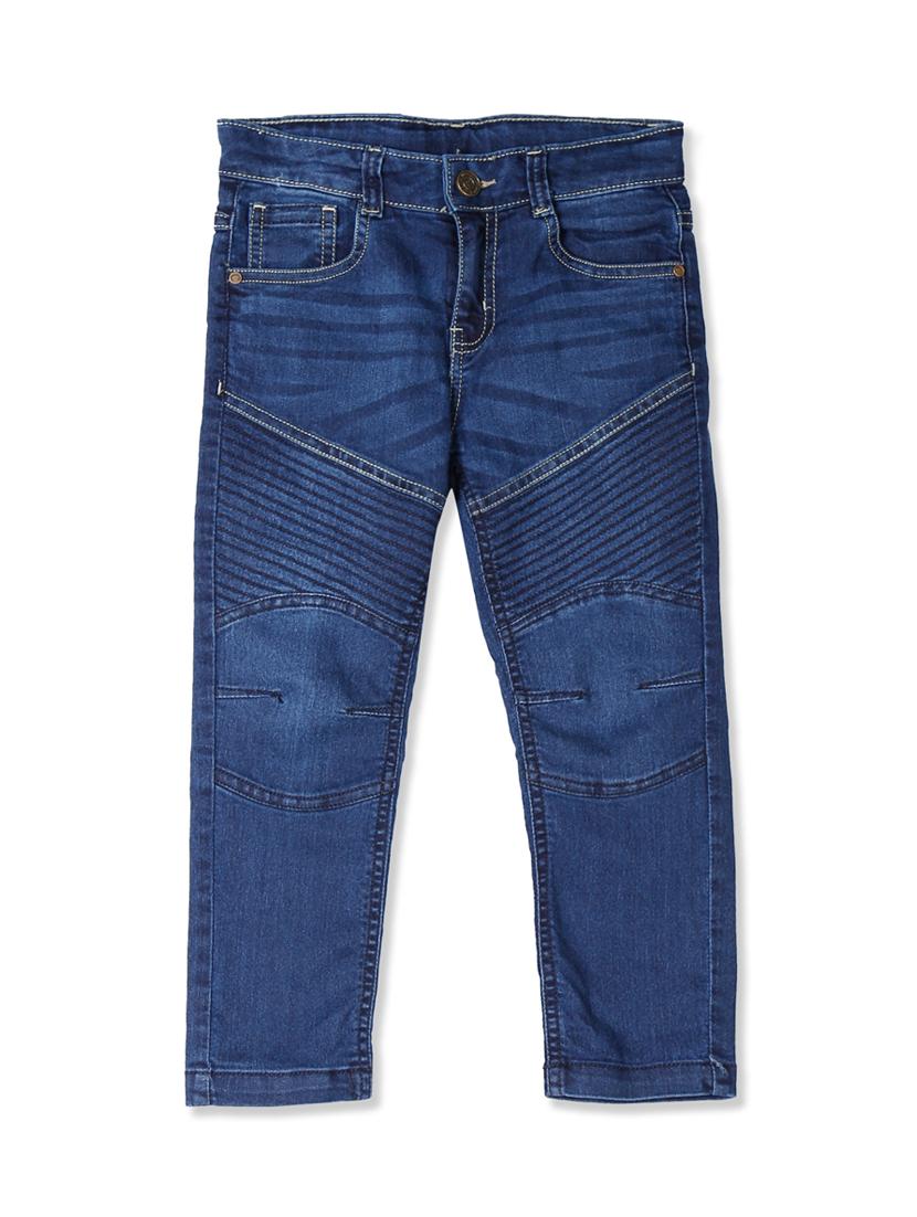 dark blue cotton blend washed jeans - 17841661 - Zoom Image - 1