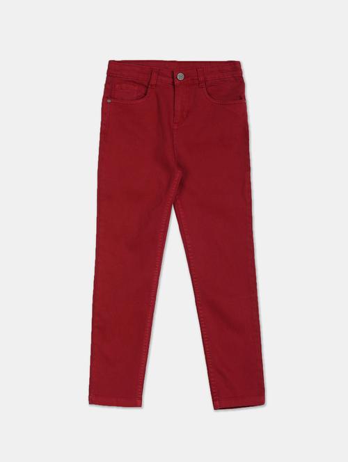 maroon solid washed jean - 17841692 - Standard Image - 1