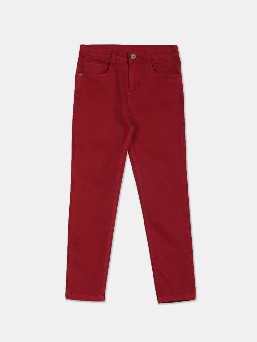 maroon solid washed jean - 17841692 - Zoom Image - 1