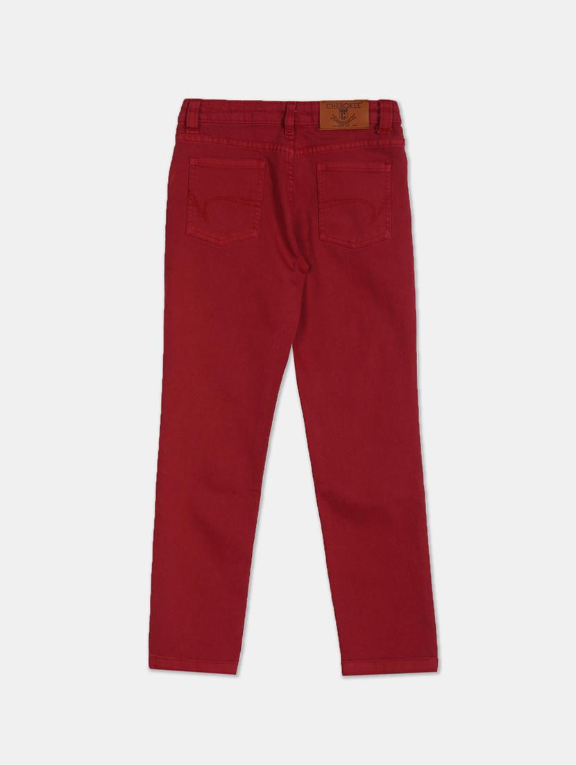 maroon solid washed jean - 17841692 - Zoom Image - 2