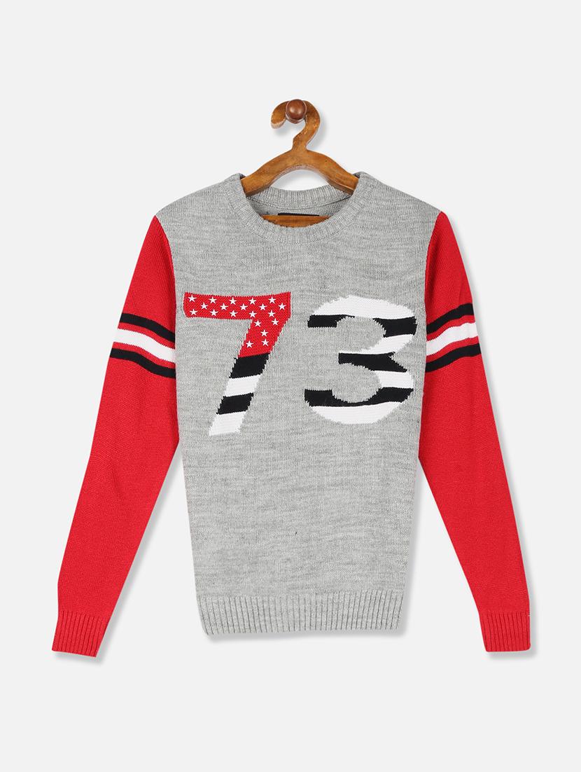 grey color block sweater - 17842064 - Zoom Image - 1