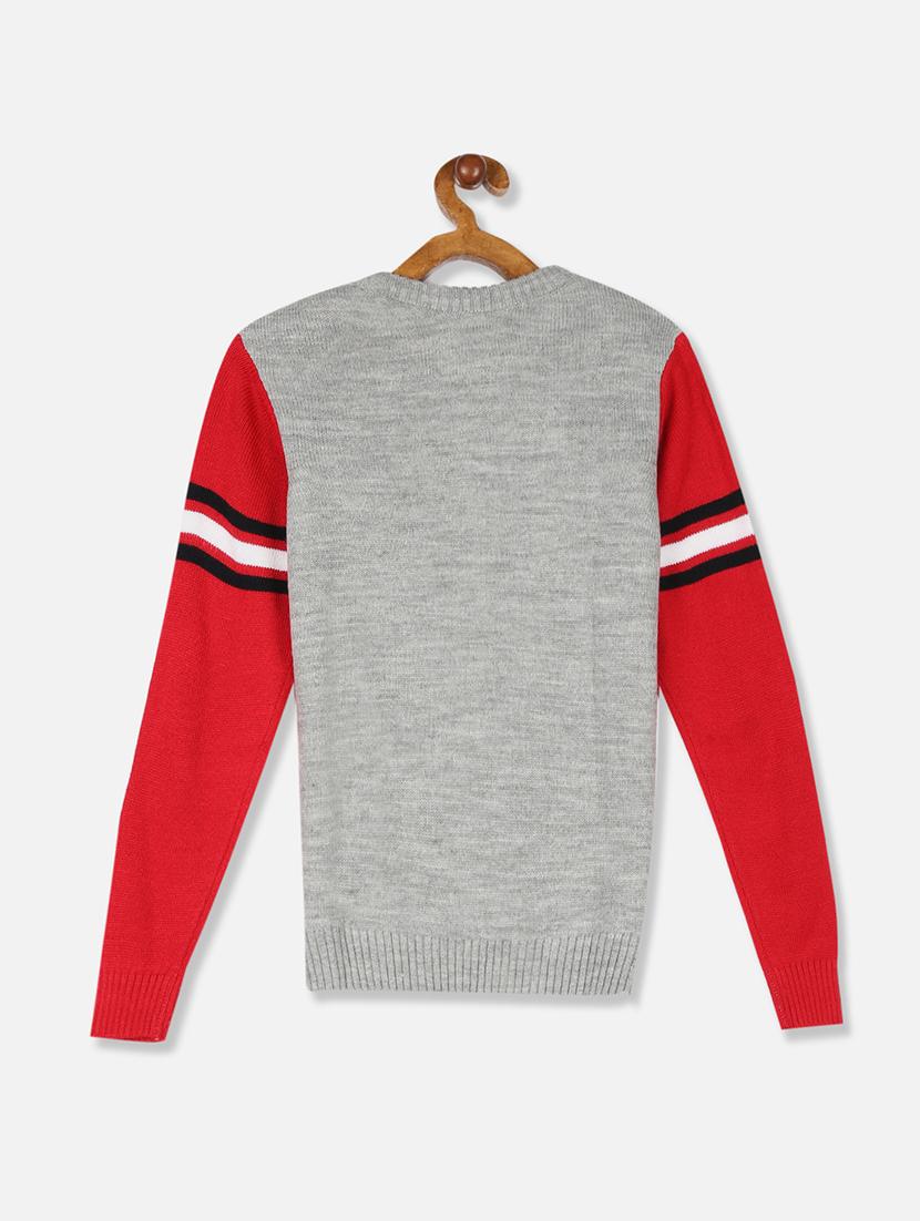 grey color block sweater - 17842064 - Zoom Image - 2