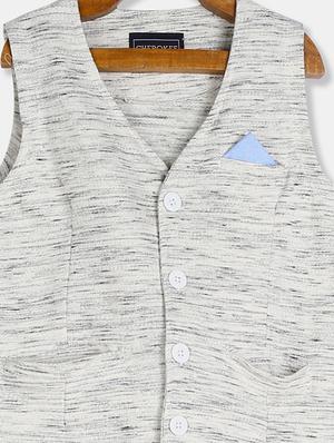white melange waist coat - 17842108 - Standard Image - 3