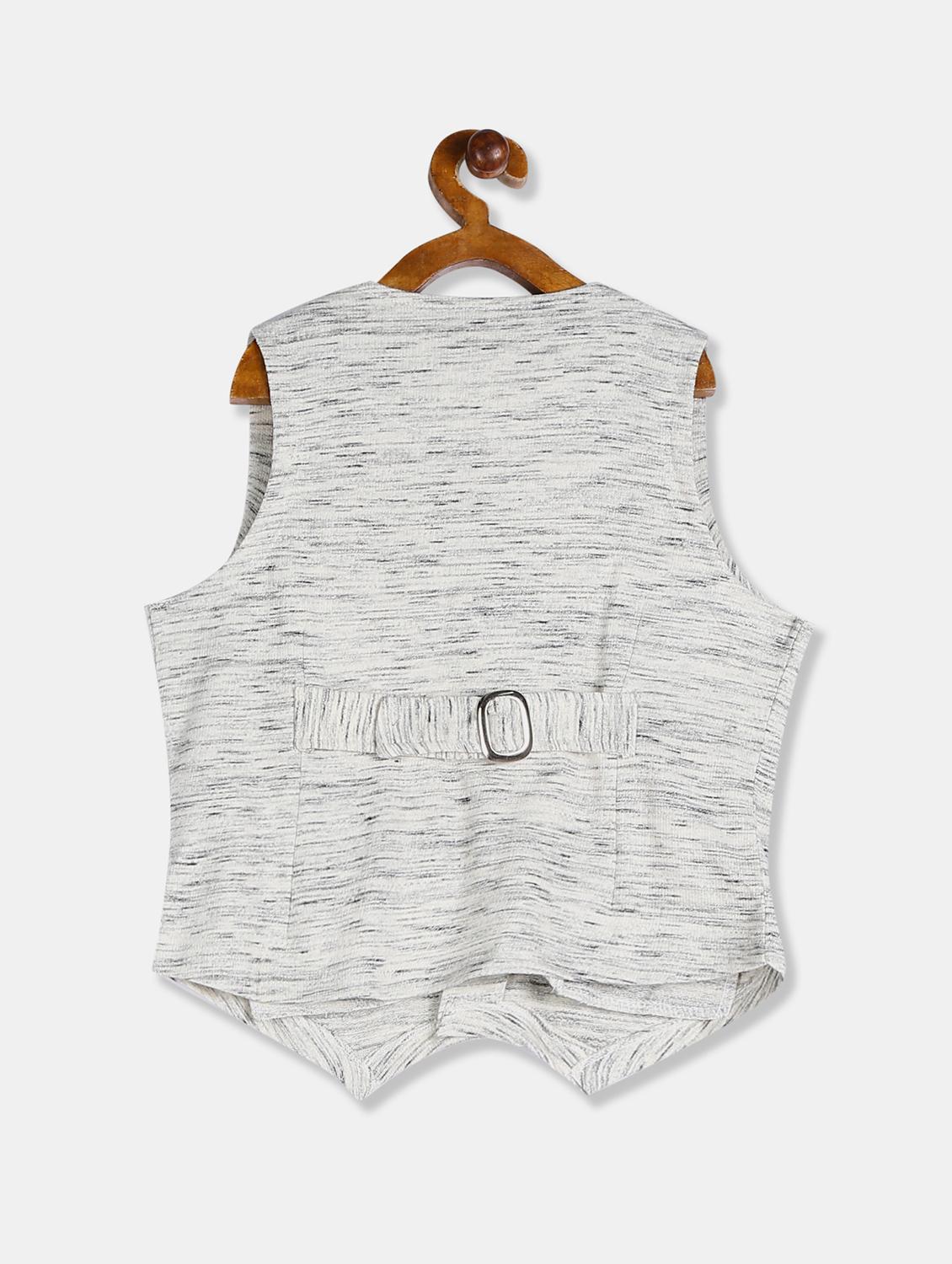 white melange waist coat - 17842108 - Zoom Image - 2