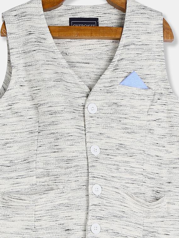 white melange waist coat - 17842108 - Zoom Image - 3