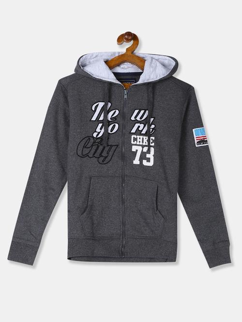 hooded neck printed sweatshirt - 17842135 - Standard Image - 1