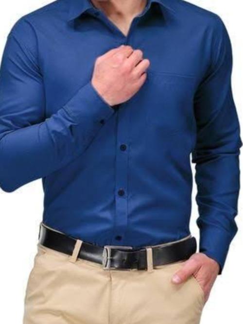 blue cotton formal shirt - 17842532 - Standard Image - 1