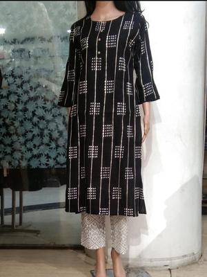cotton kurti set black color flower - 17842543 - Standard Image - 2