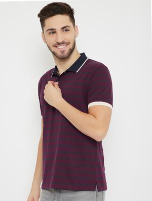 maroon striped polo t-shirt - 17842728 - Standard Image - 2