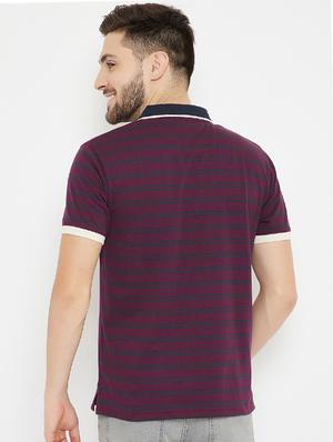 maroon striped polo t-shirt - 17842728 - Standard Image - 3