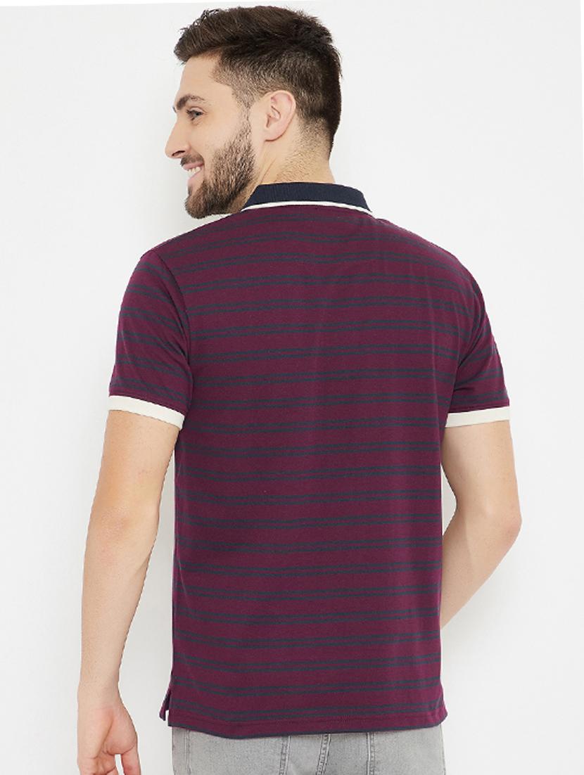 maroon striped polo t-shirt - 17842728 - Zoom Image - 3