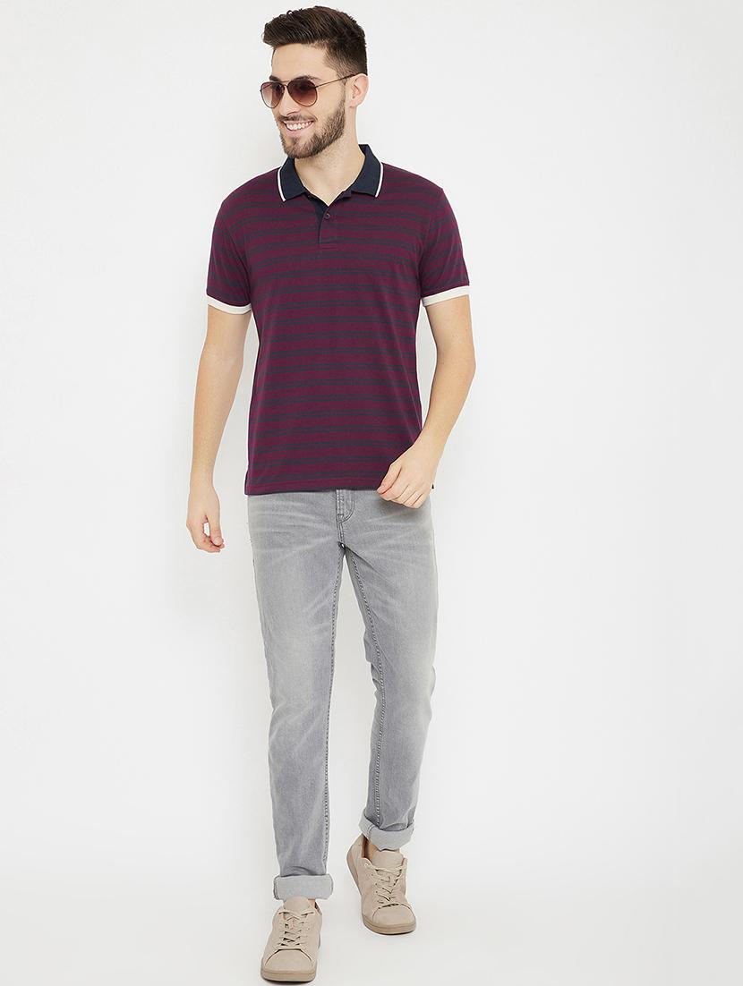 maroon striped polo t-shirt - 17842728 - Zoom Image - 4