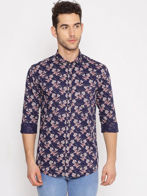 blue printed casual shirt - 17843198 - Standard Image - 1