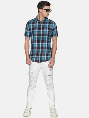 blue checkered casual shirt - 17843242 - Standard Image - 4