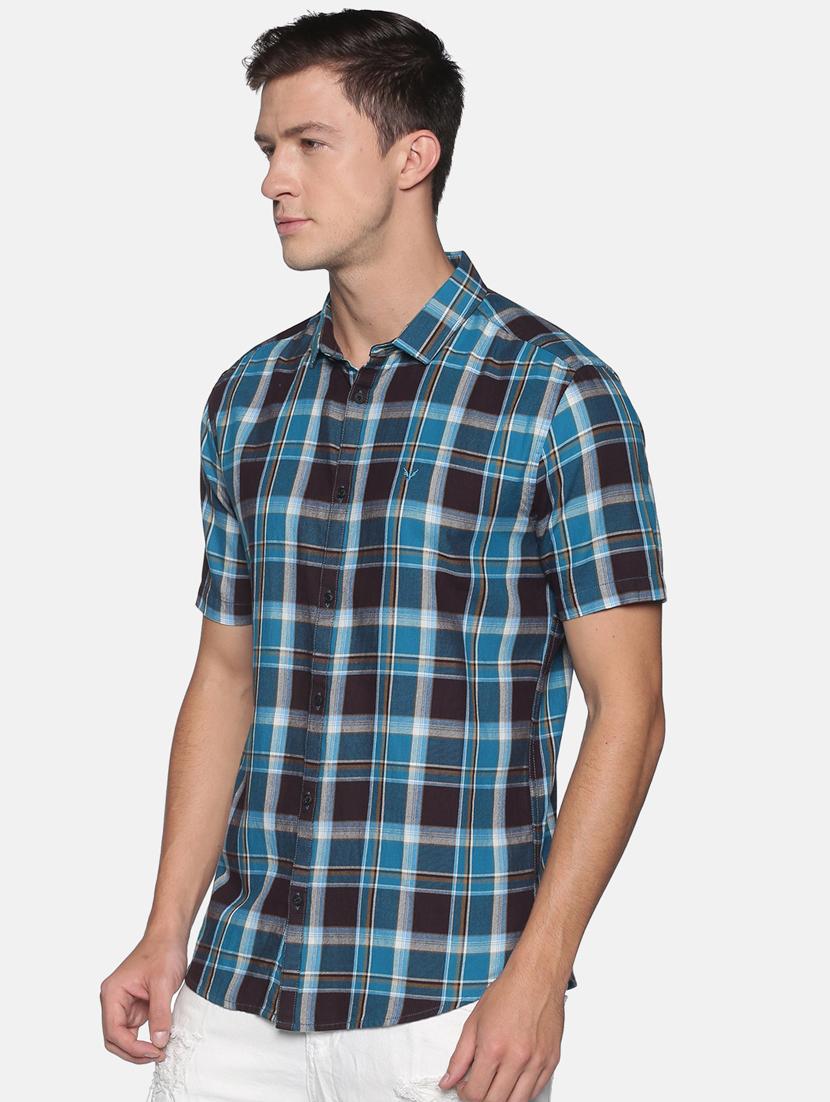 blue checkered casual shirt - 17843242 - Zoom Image - 2