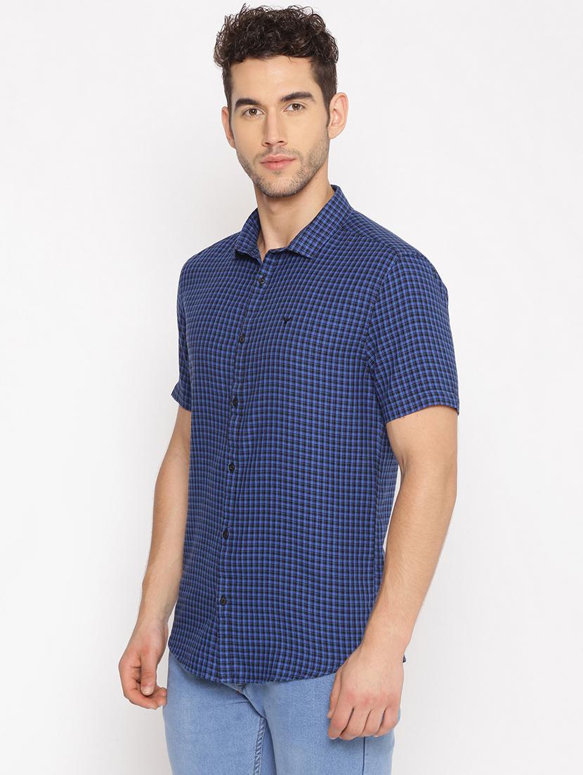 blue checkered casual shirt - 17843248 - Zoom Image - 2
