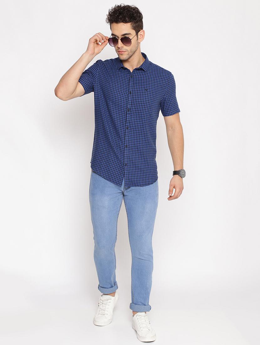 blue checkered casual shirt - 17843248 - Zoom Image - 4